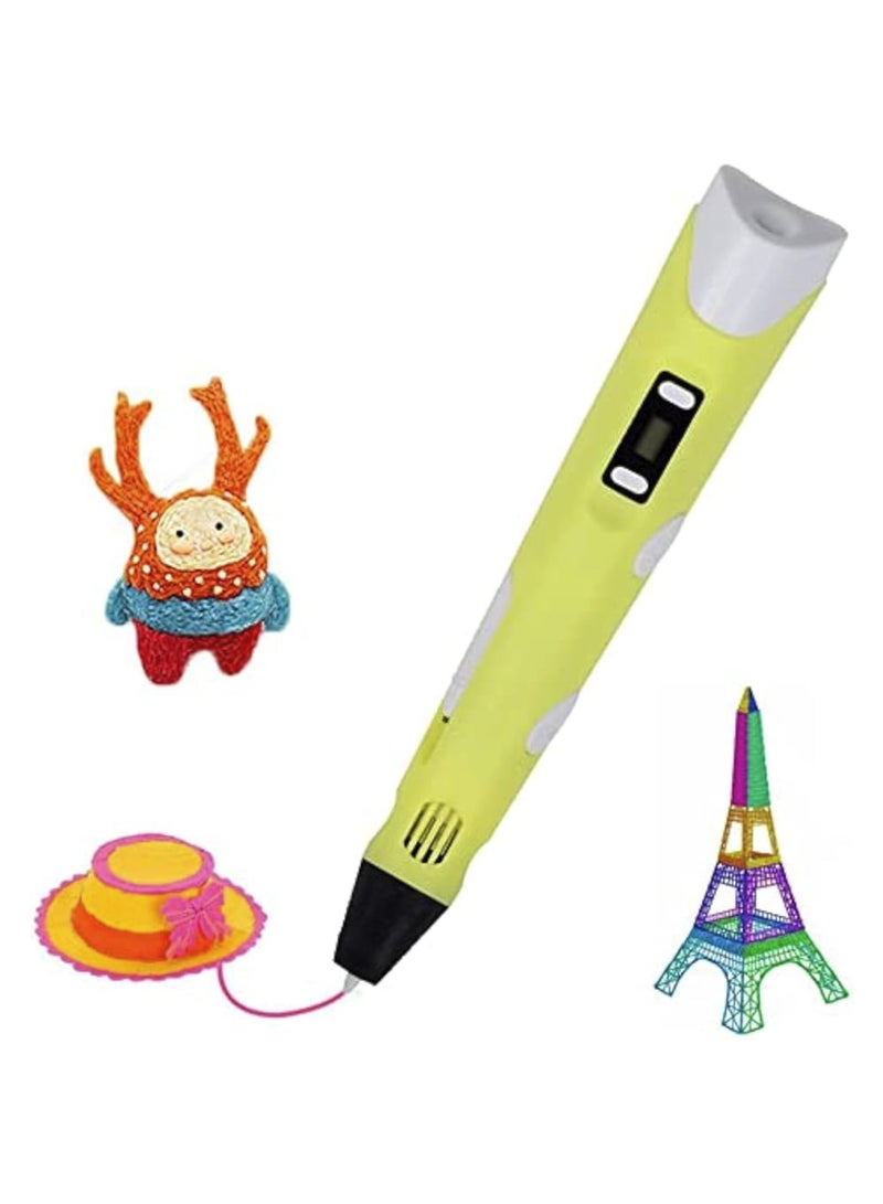 Yuwell 3D Printing Pen with Display for Kids & Beginners, 3D Pen 2 with PLA Filament Starter Kit, Drawing & Modeling Pen with LCD Screen, Ultrasonic Sealed Nozzle, Educational STEM Gift with Project Guide & Charger Yellow - Image 1